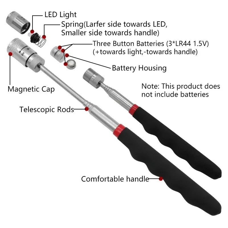 Fishing Rod Telescopic - Caneta magnética telescópica com luz led