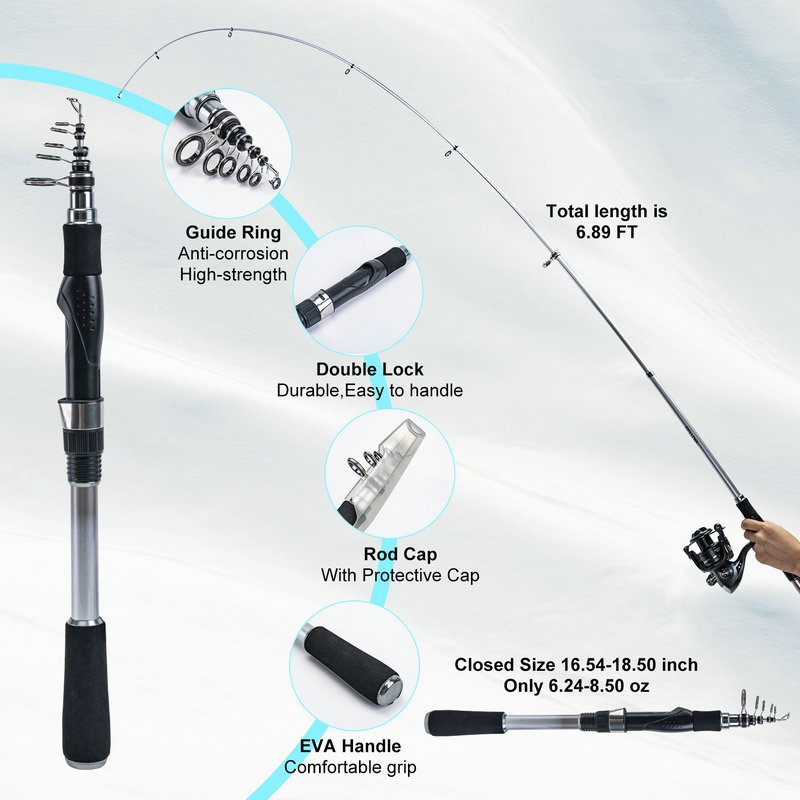 Goture 2.1m 2.4m 2.7m portátil - Fishing Rod Telescopic avaliação e preço